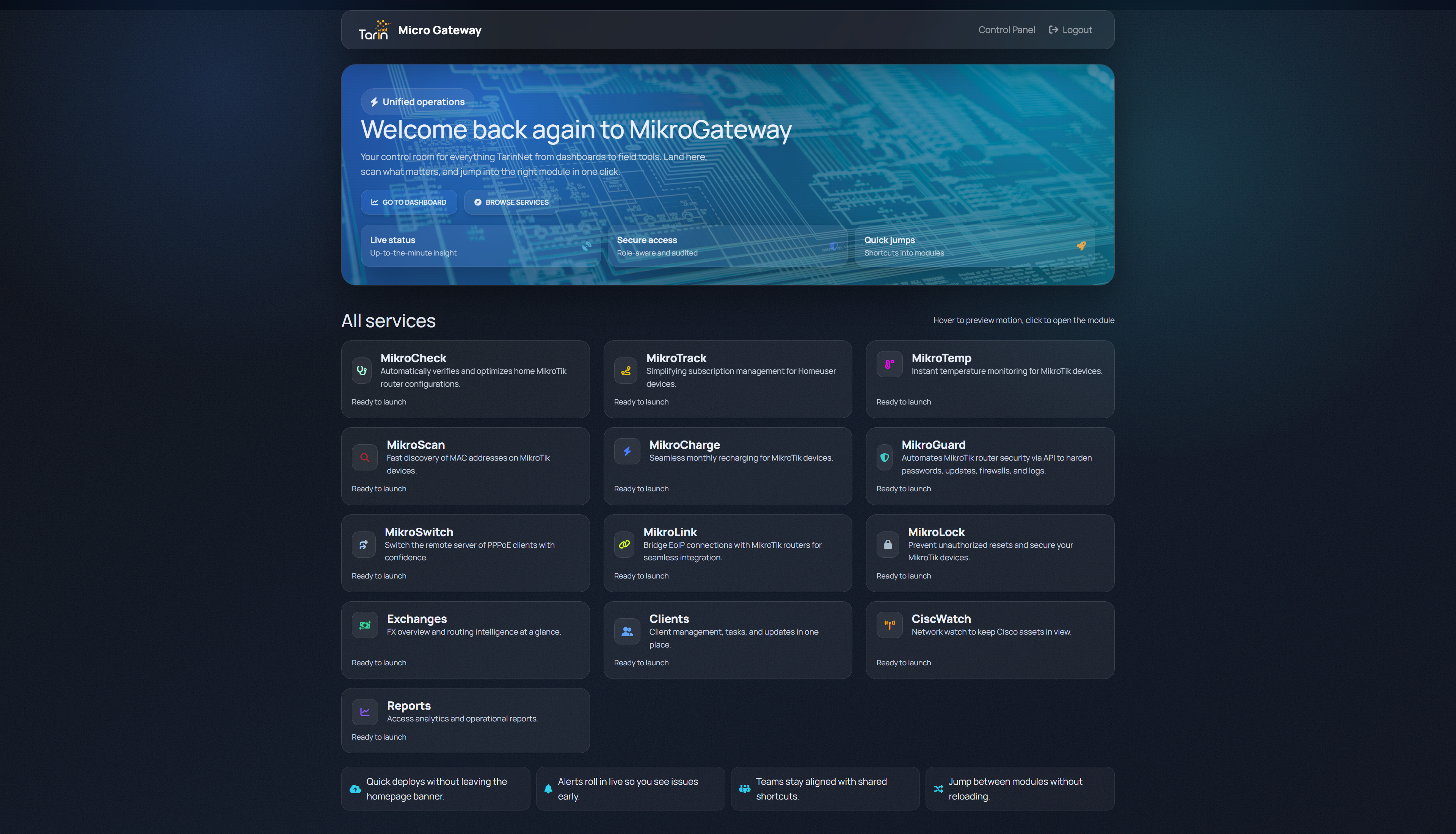 MicroGateway Dashboard